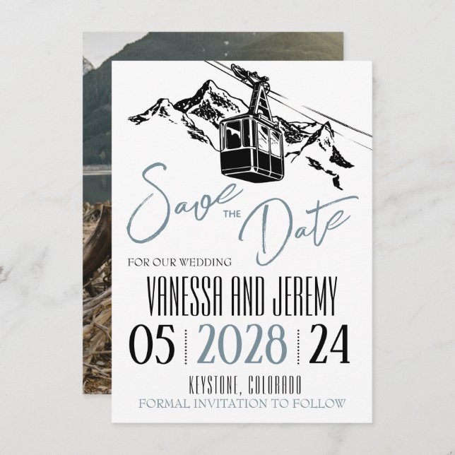 Liebe Dusty Blue Save The Date (Vorne/Hinten)