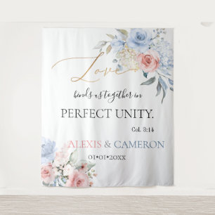 Liebe Dusty Pink Blue Watercolor Rose, Spalte 3:14 Wandteppich