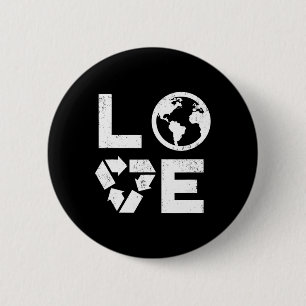 Liebe Earth Day 90s Vintag Gerecycelt Kinder oder Button