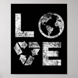 Liebe Earth Day 90s Vintag Gerecycelt Kinder oder Poster