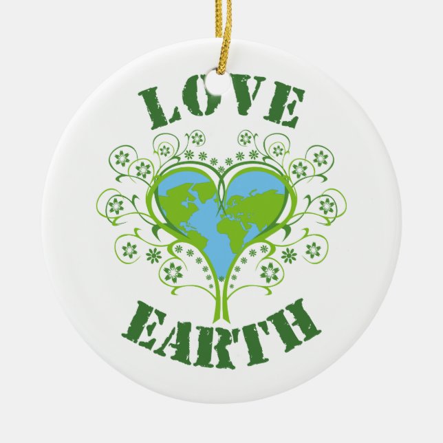 Liebe Earth Day Keramikornament (Vorne)