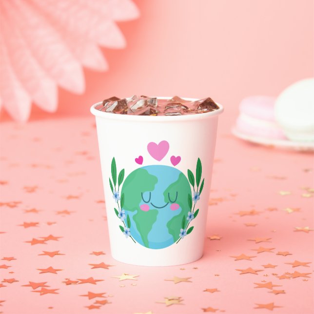 Liebe Earth Lächeln Pappbecher (Insitu)