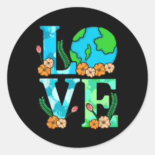 Liebe Earth Planet Rette Earth's Day Graphic Runder Aufkleber