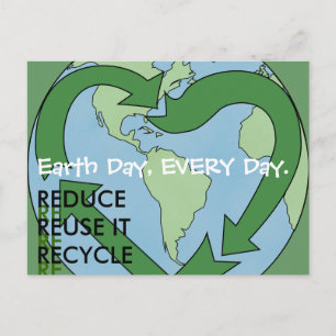 Liebe Earth - Reduzierte Wiederverwendung Gerecyce Postkarte