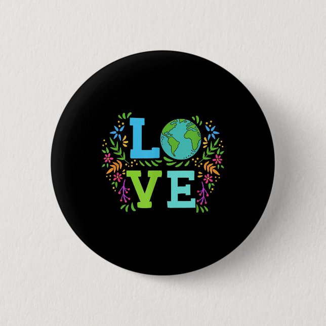Liebe Earth Rettet den Planeten Vintage Erde Button (Vorderseite)