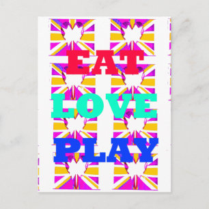 Liebe Eat Play Herzlich Willkommen im Pop Design Postkarte