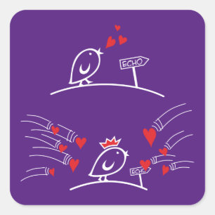 LIEBE ECHO - Comic Birds - Tweetlercools 2 Quadratischer Aufkleber