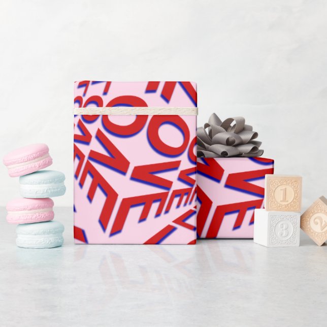 Liebe Effekt 3D-Typografie auf Elegant Geschenkpapier (Babyparty)