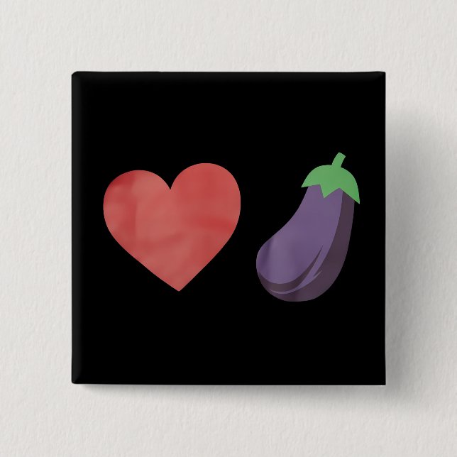 Liebe Eggplant Funny Gay LGBTQ Preis Button (Vorderseite)