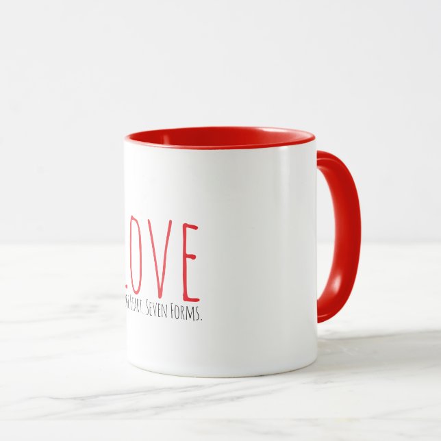 Liebe - Ein Herz. Sieben Formen Tasse (VorderseiteRechts)