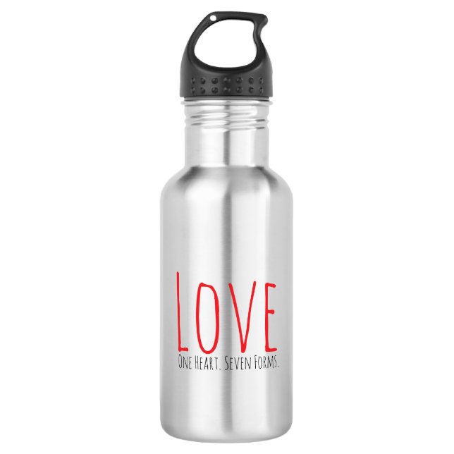 Liebe - Ein Herz. Sieben Formen Wasserflasche (Vorderseite)