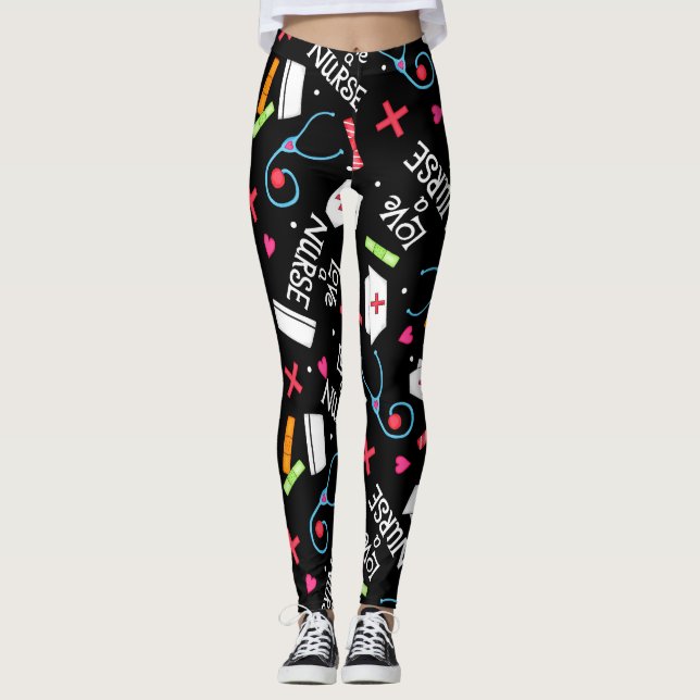 Liebe ein Krankenschwester-buntes Whimsy Leggings (Vorderseite)
