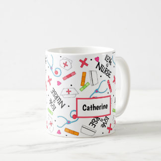 Liebe ein Krankenschwester-Kunst-buntes weißes Kaffeetasse