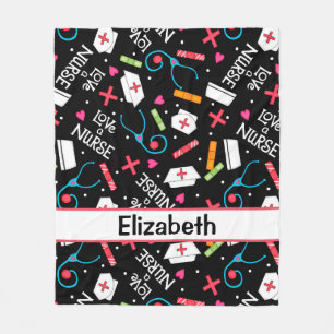 Liebe ein Krankenschwester-Kunst-Schwarz-Name Fleecedecke