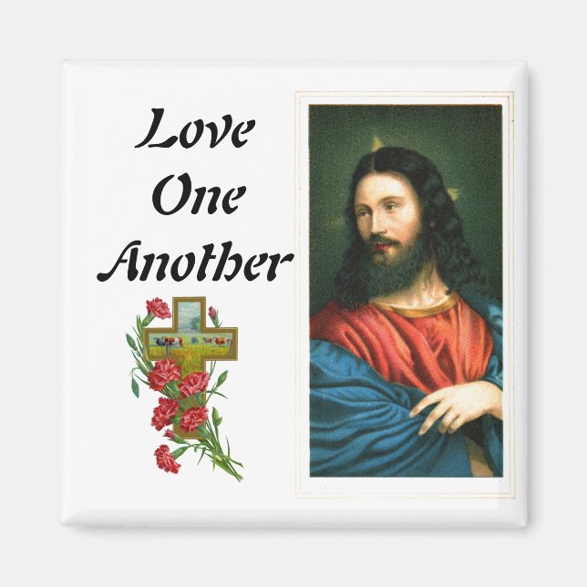 Liebe einander mit Jesus Christus Image Magnet (Vorne)