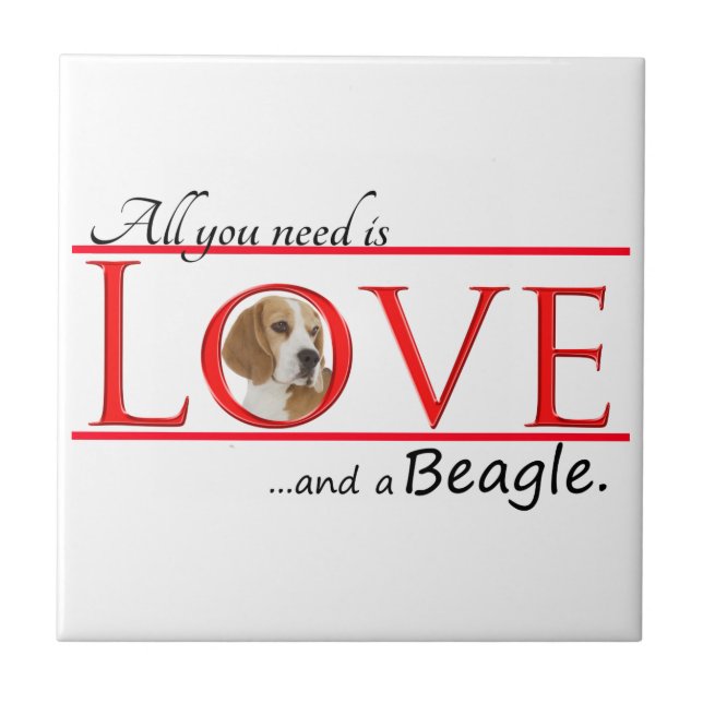 Liebe eine Beagle-Keramik-Fliese Fliese (Vorderseite)