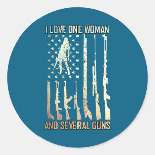 Liebe eine Frau mehrere Waffen patriotischer Ehema Runder Aufkleber