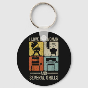 Liebe eine Frau und mehrere Grills Lustig Vintage Schlüsselanhänger