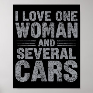 Liebe eine Frau und mehrere lustige Auto-Typ Grafi Poster