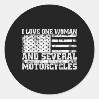 Liebe eine Frau und mehrere Motorräder Lustiger Bi Runder Aufkleber