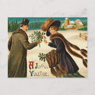 Liebe - Eine fröhliche Weihnachtszeit - Vintage-We Feiertagspostkarte