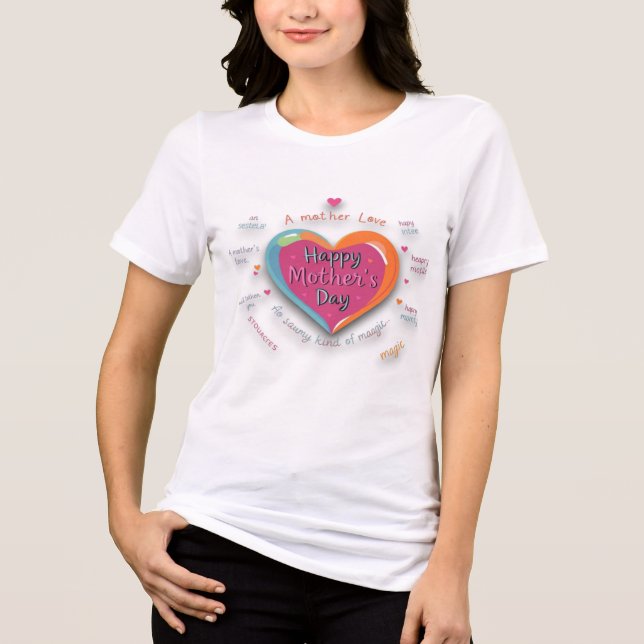 Liebe einer Mutter - farbiges Herzdesign Tri-Blend Shirt (Vorderseite)