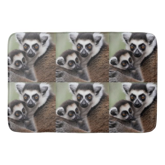 **"Liebe einer Mutter: Mama und Baby Lemur Cuddlin Badematte (Vorderseite)