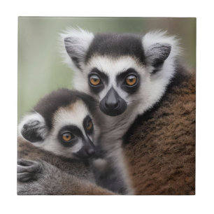 **"Liebe einer Mutter: Mama und Baby Lemur Cuddlin Fliese