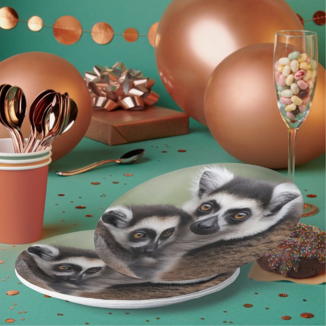 **"Liebe einer Mutter: Mama und Baby Lemur Cuddlin Pappteller (Multi)