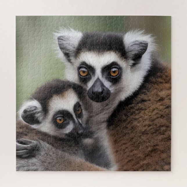 **"Liebe einer Mutter: Mama und Baby Lemur Cuddlin Puzzle (Vertikal)