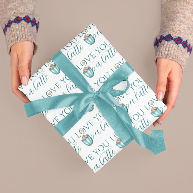 Liebe eines neuen Papiers Geschenkpapier (Spread some love this Valentine's Day with this, "Love you a latte" wrapping paper! )