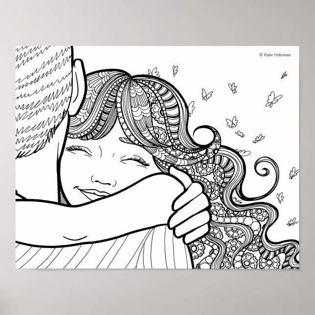 Liebe eines Tochter - Line Art Portrait Poster (Vorne)