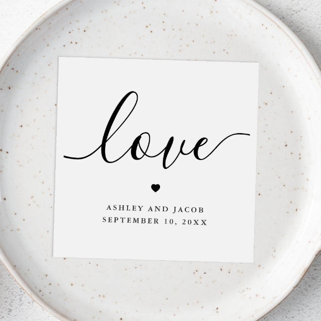 Liebe. Einfache minimalistische Typografie-Hochzei Serviette (Von Creator hochgeladen)