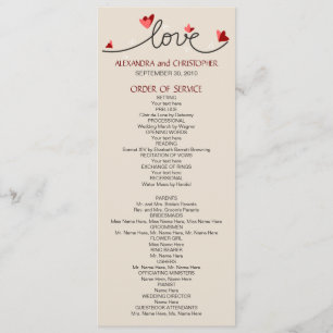 Liebe Einfaches Hochzeitsprogramm für elegante Tex Programm