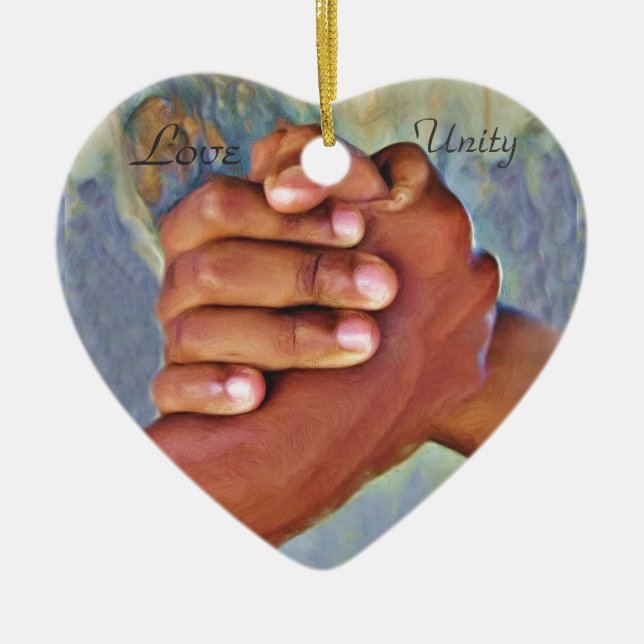 Liebe, Einheit, Frieden Keramik Ornament (Vorne)