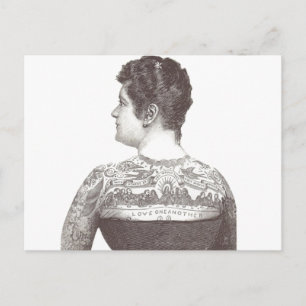 "Liebe Eins Andere" Tattoooid Viktorianische Frau Postkarte