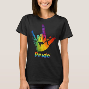 Liebe Eins-Handzeichen-Regenbogen-Lesben-Schwule T-Shirt