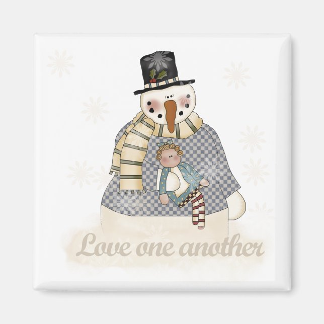 Liebe Eins Snowman T - Shirt und Geschenke Magnet (Vorne)