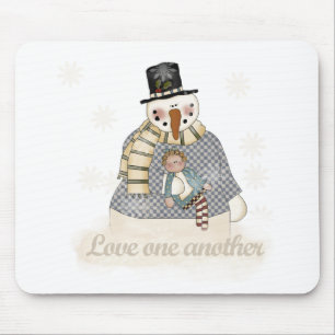 Liebe Eins Snowman T - Shirt und Geschenke Mousepad
