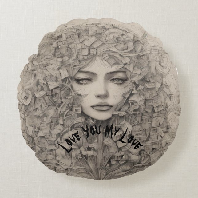 Liebe Einzigartiger Luxus Living Round Pillows Rundes Kissen (Vorderseite)