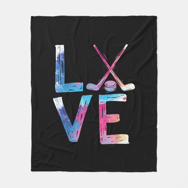 Liebe Eishockey Hockey Girls Geschenke Womens Ice  Fleecedecke (Vorderseite)
