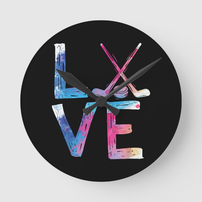 Liebe Eishockey Hockey Girls Geschenke Womens Ice  Runde Wanduhr (Vorderseite)