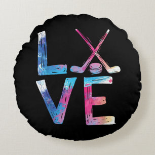 Liebe Eishockey Hockey Girls Geschenke Womens Ice  Rundes Kissen