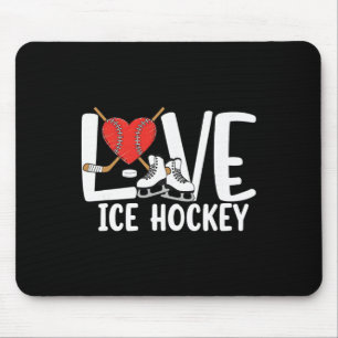Liebe Eishockey Süße Schlittschuhe Schläger Und Pu Mousepad