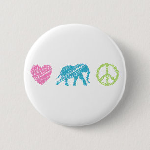 Liebe, Elefant und Frieden Button