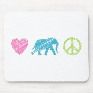 Liebe, Elefant und Frieden Mousepad