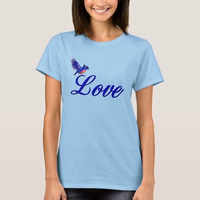 Liebe Elegant Bluebird Inspiration T-Shirt (Vorderseite)