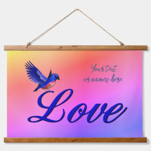 Liebe Elegant Bluebird Inspiration Wandteppich Mit Holzrahmen