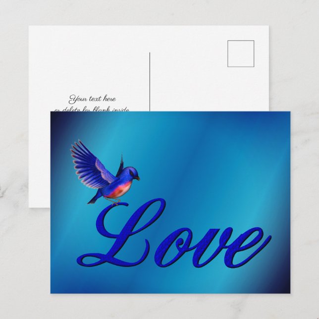 Liebe Elegant Bluebird Postcard Postkarte (Vorne/Hinten)