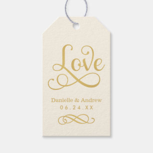 Liebe Elegant Gold Calligraphy Wedding Monogram Geschenkanhänger